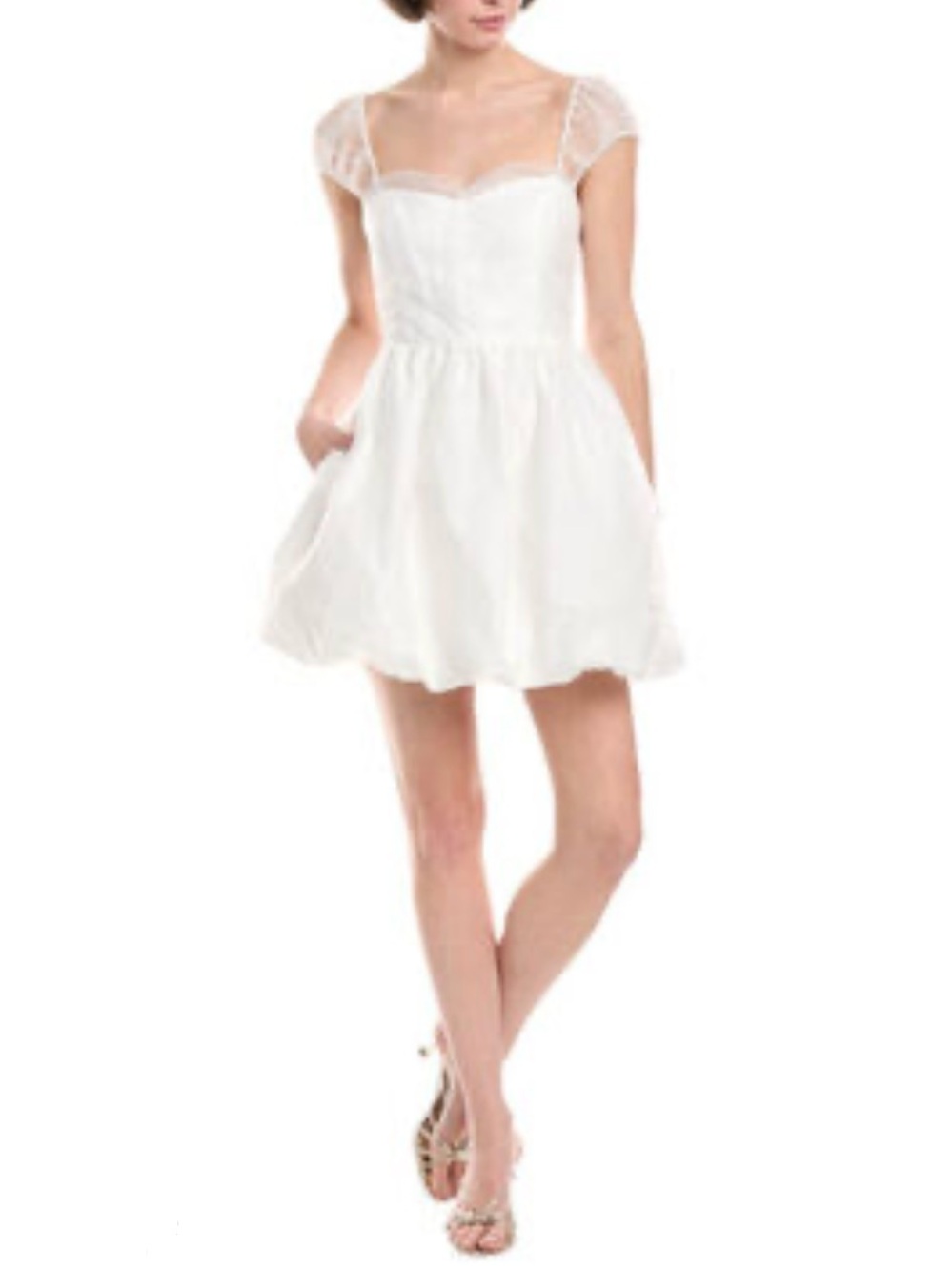 Amanda Uprichard NWT Clydette Mini Dress Small White Organza Pockets Revolve